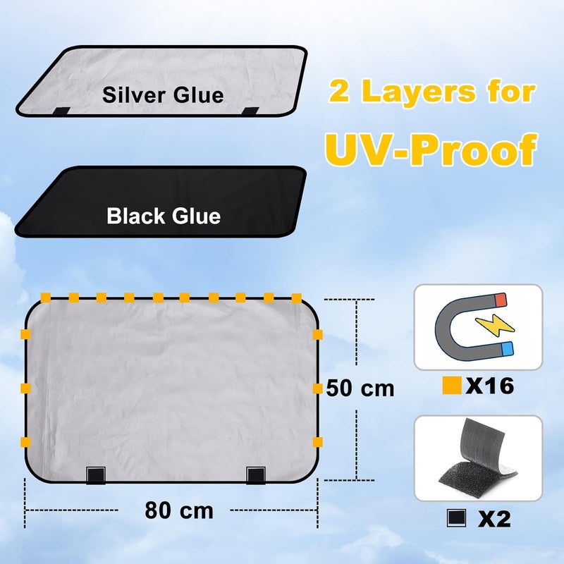 Lechin ستارة حماية من الشمس للأطفال في السيارة من ، ستارة حماية من الشمس للسيارة مغناطيسية للحماية من الأشعة فوق البنفسجية والحماية من الحرارة، ستارة حماية من الشمس للأطفال للنوافذ الجانبية الخلفية والنافذة الخلفية للسيارة، عبوة من 2 - Image 2
