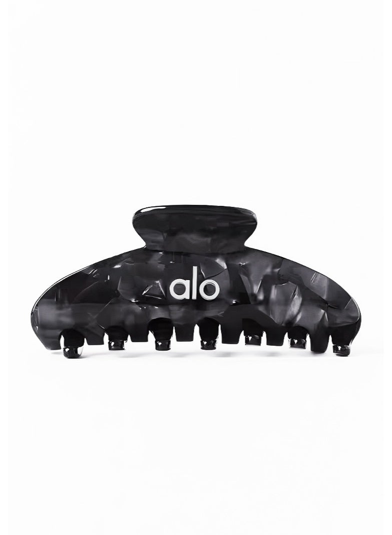 Alo Black Marble Hair Clip - Large, Durable Acrylic and Brand Logo, Suitable for Fashionable Hairstyles - Image 1