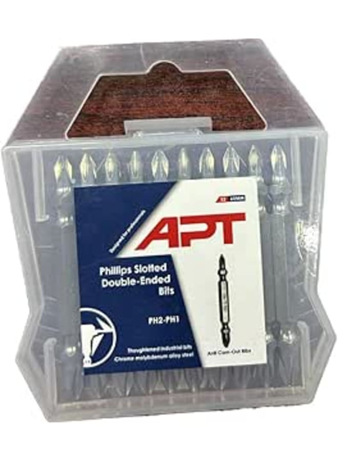 APT HT PH2-PH1 Phillips Double Ended Screwdriver Bits, 65 mm Size