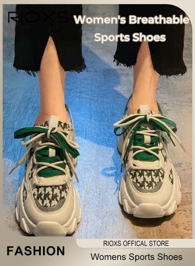 RIOXS أحذية منصة نسائية، أحذية رياضية عصرية غير رسمية، أحذية رياضية سميكة قابلة للتنفس للنساء، مدربات للسيدات، أحذية رياضية مريحة وعصرية للتمارين والمشي والجري والجري، أحذية تنس، مدربات نسائية للأثليجر - Image 2