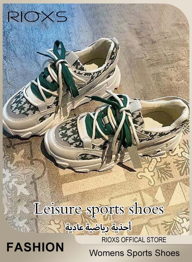 RIOXS أحذية منصة نسائية، أحذية رياضية عصرية غير رسمية، أحذية رياضية سميكة قابلة للتنفس للنساء، مدربات للسيدات، أحذية رياضية مريحة وعصرية للتمارين والمشي والجري والجري، أحذية تنس، مدربات نسائية للأثليجر - Image 3