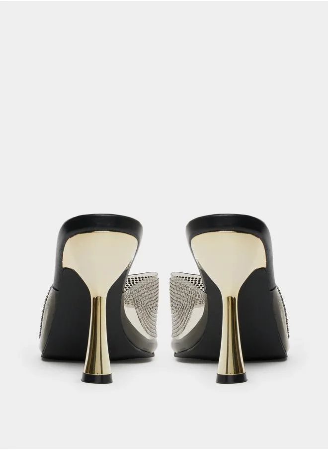 ستايلي Rhinestone Decor Heeled Sandals