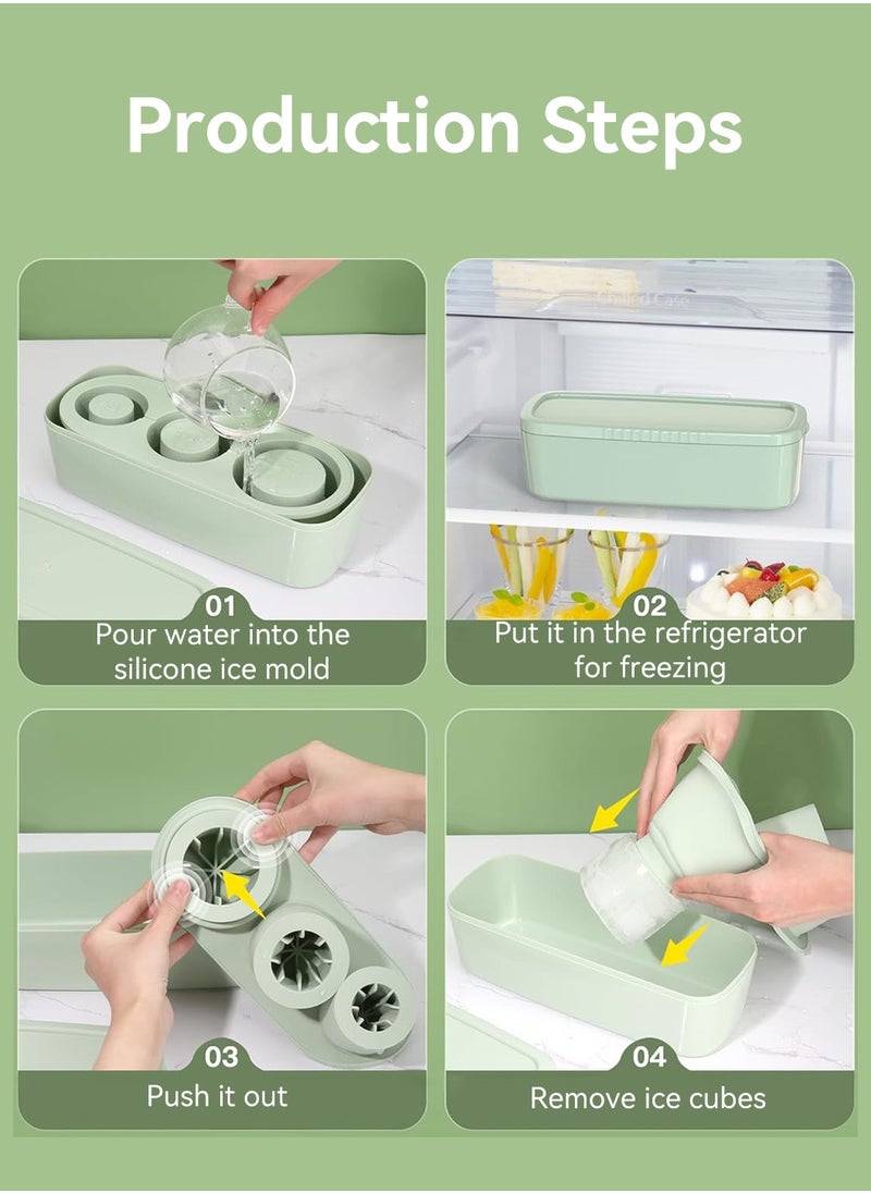 Ice Cube Tray for Stanley 40oz Tumbler, 3 Pcs Silicone Hollow Cylinder Ice Mold with Lid and Bin, Suitable for Ice Drink and Juice