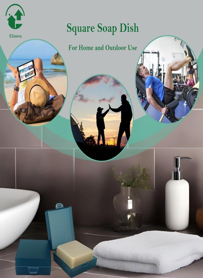 Elimeta Soap Holder 2 Pack, Shower Bar Case Box Fit Dr Squatch, Waterproof Travel Container with Lid, Square Bathroom Soap Dish for Camping Gym Outdoor Traveling (Blue) - Image 3