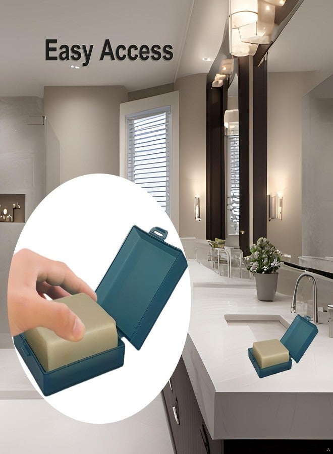 Elimeta Soap Holder 2 Pack, Shower Bar Case Box Fit Dr Squatch, Waterproof Travel Container with Lid, Square Bathroom Soap Dish for Camping Gym Outdoor Traveling (Blue) - Image 2