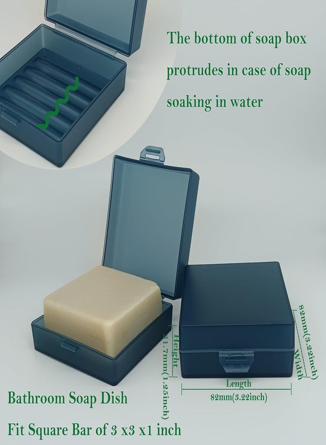 Elimeta Soap Holder 2 Pack, Shower Bar Case Box Fit Dr Squatch, Waterproof Travel Container with Lid, Square Bathroom Soap Dish for Camping Gym Outdoor Traveling (Blue) - Image 4