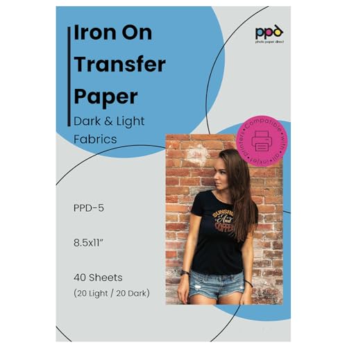 PPD 40 Sheets 8.5x11" - Inkjet Iron-on Heat Transfer Paper for Mixed Light & Dark Fabric and T-Shirts - Premium - PPD-5-MIX-40 - Image 1