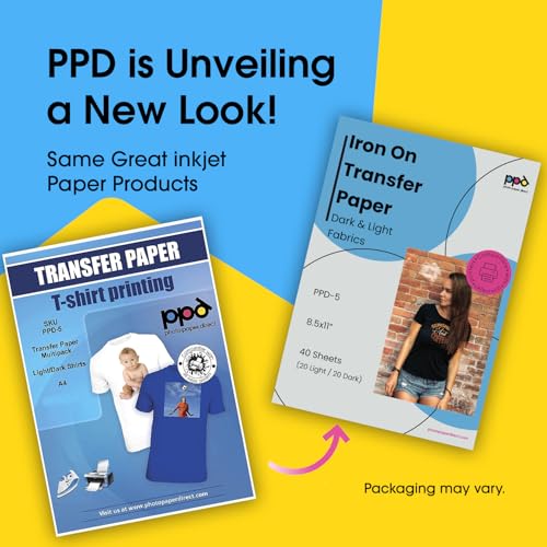 PPD 40 Sheets 8.5x11" - Inkjet Iron-on Heat Transfer Paper for Mixed Light & Dark Fabric and T-Shirts - Premium - PPD-5-MIX-40 - Image 2