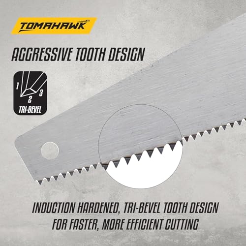TOMAHAWK® Heavy-Duty Handsaw | T738 24-inch Sharp Blade for Precision Cutting | Ergonomic Handle | Ideal for Woodworking, DIY Projects, and Construction | Durable & Efficient Hand Saw Tool - Image 3