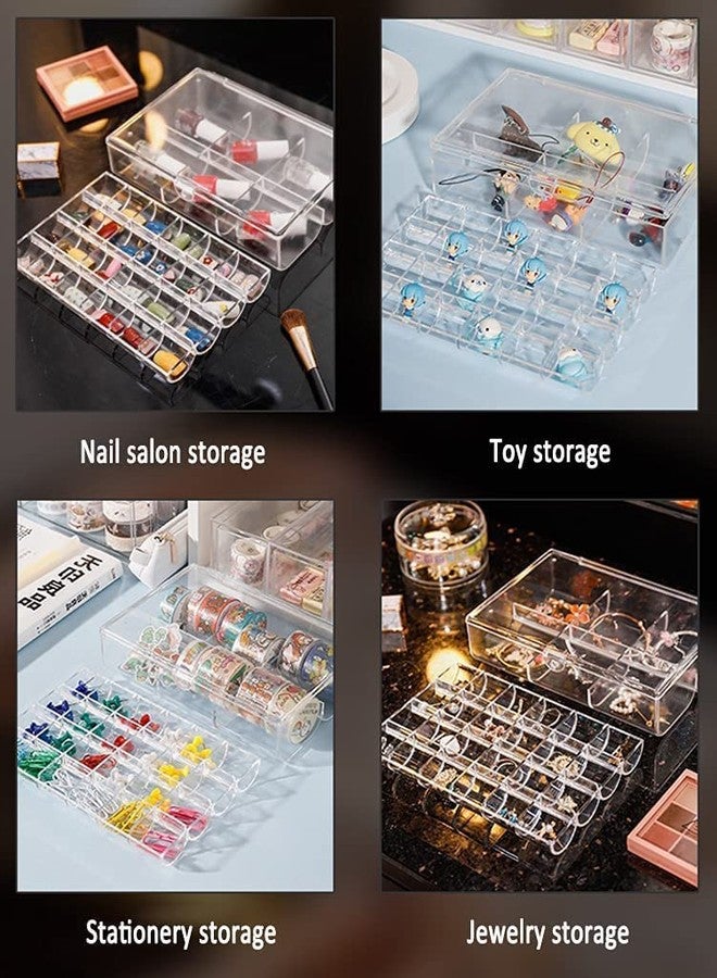 GALV Jewelry Storage Box with Lid Rings Earrings Necklace Holder Case Classified Jewelry Organizer for Women Girls 2 layer Acrylic Jewelry Storage Box Dustproof Earring Box - Image 3