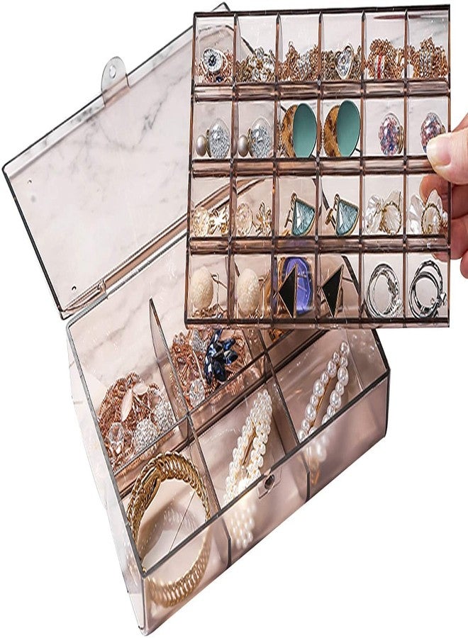 GALV Jewelry Storage Box with Lid Rings Earrings Necklace Holder Case Classified Jewelry Organizer for Women Girls 2 layer Acrylic Jewelry Storage Box Dustproof Earring Box - Image 1