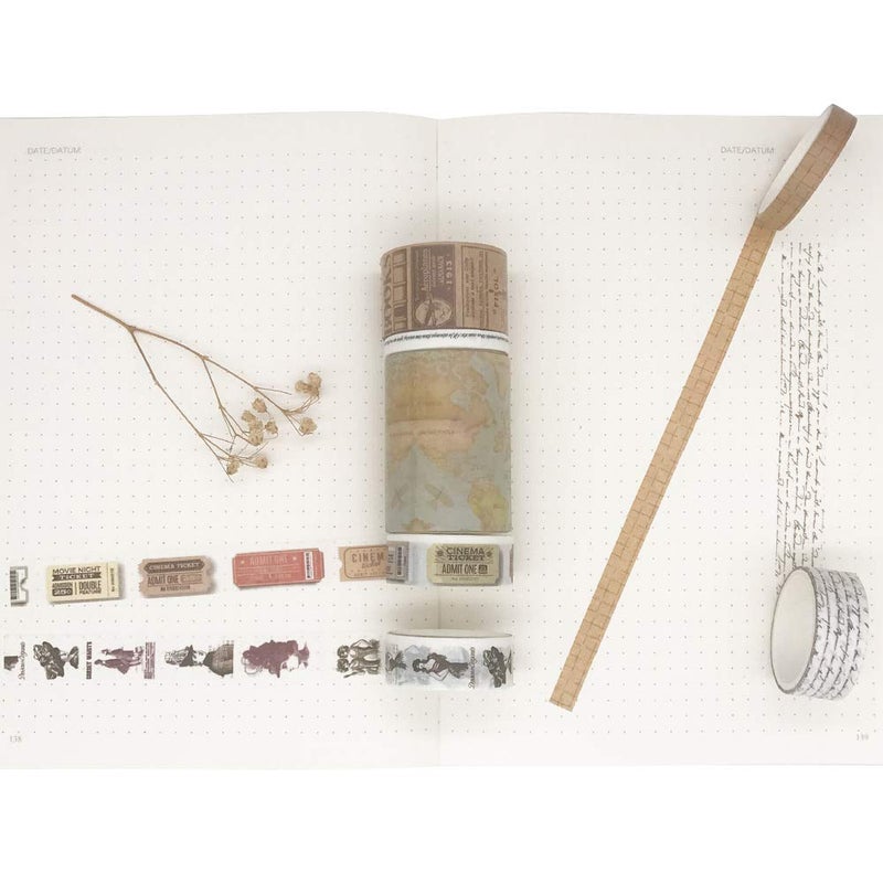 ZMLSED EnYan 7 Rolls Washi Masking Tapes Set, Japanese Decorative Writable Vintage Tape for DIY Crafts Arts Scrapbooking Bullet Journal Planners - Image 5