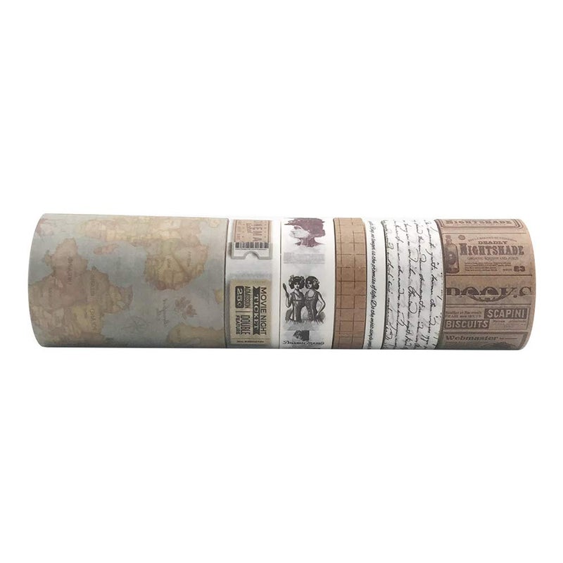 ZMLSED EnYan 7 Rolls Washi Masking Tapes Set, Japanese Decorative Writable Vintage Tape for DIY Crafts Arts Scrapbooking Bullet Journal Planners - Image 2