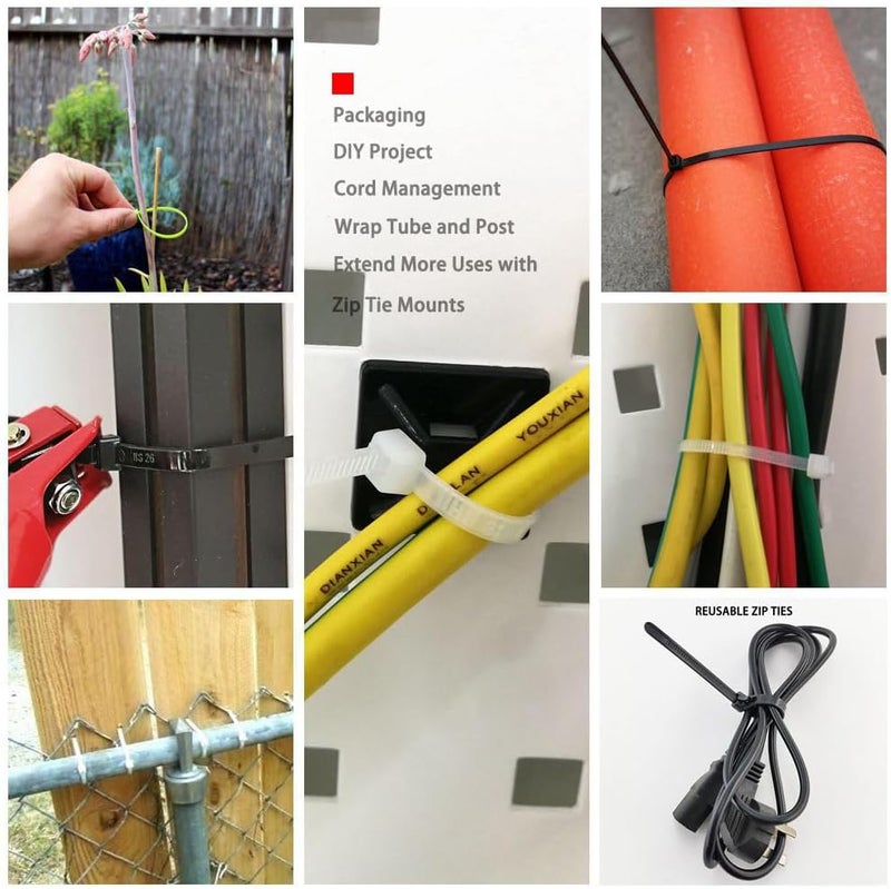 HS Clear Zip Ties 8 Inch (Bulk-1000 Pack) Nylon Cable Ties 40 Lbs Self-Locking Wire Ties for Electronics Organizer - Image 5