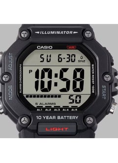 CASIO Digital Display Black Resin Band Dual Time With 5 Alarms Men's Watch AE-1600H-1AV 49.7MM  - Image 4