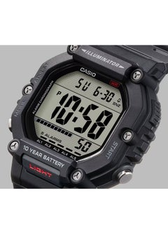 CASIO Digital Display Black Resin Band Dual Time With 5 Alarms Men's Watch AE-1600H-1AV 49.7MM  - Image 3