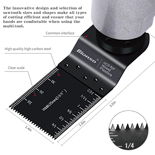 Bionso 55PCS Oscillating Saw Blades, Professional Universal Titanium Multitool Blades for Wood Plastics Metal, Quick Release Multi Tool Kits Fit Dewalt Ryobi Milwaukee Rockwell Fein Makita - Image 3
