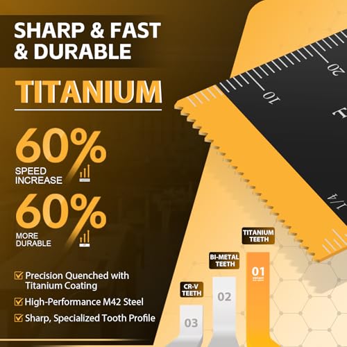 Bionso 55PCS Oscillating Saw Blades, Professional Universal Titanium Multitool Blades for Wood Plastics Metal, Quick Release Multi Tool Kits Fit Dewalt Ryobi Milwaukee Rockwell Fein Makita - Image 4
