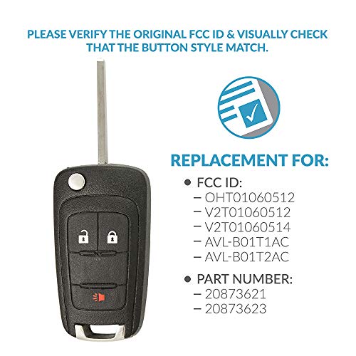 Keyless2Go Replacement for Keyless Remote 3 Button Flip Car Key Fob for OHT01060512 - Image 4