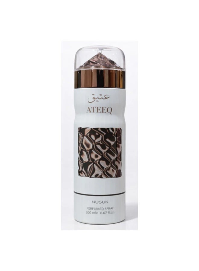 Nusuk Sama & Ateeq by  Nusuk Unisex Deodorant Body Spray is an Aromatic Aquatic fragrance for men and women. Combo Pack (200 ml x 2) Ateeq Nusuk 200Ml Unisex Deodorant - Image 3