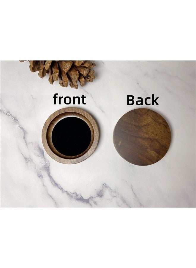 Wooden Jewelry Tray Small Trinket Dish with Velvet Surface Rings Earrings Dish Necklaces Display Tray for Dresser Drawer Tabletop(Round)  - Image 3