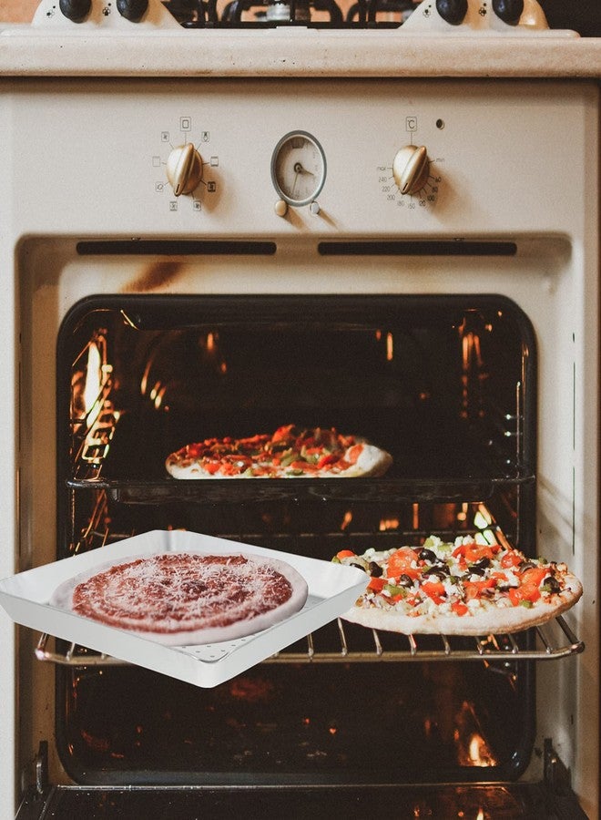 ياردوي صينية بيتزا ياردوي مربعة الشكل من الألومنيوم المثقب مقاس 9 بوصات وعمق 0.8 بوصة لتحضير بيتزا ومعجنات مقرمشة مخبوزة في الفرن - Image 2