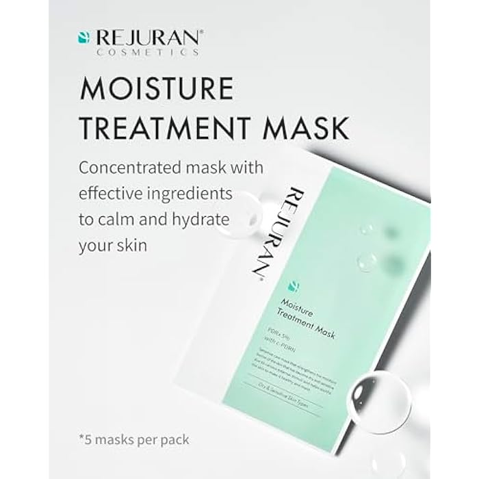 REJURAN® Moisture Treatment Mask, c-PDRN® - Hydrating Facial Sheet Mask, Repairs Skin Barrier and Retains Moisture with PDRx, Korean Skin Care 5-Pack - Image 2