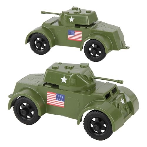 Tim Mee Toy TimMee Staghound Armored Cars OD Green Plastic Army Men Scout Vehicles - Image 1