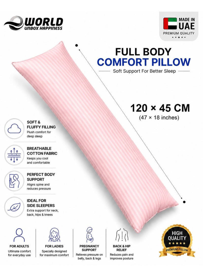 Eworld Premium Full Body Pillow for Adults, Ultra-Smooth Polyester Fiber, Breathable & Ideal for Side Sleepers, with Ultra-Soft Cotton Cover, Available in Multiple Colors, 120x45 cm - Image 1