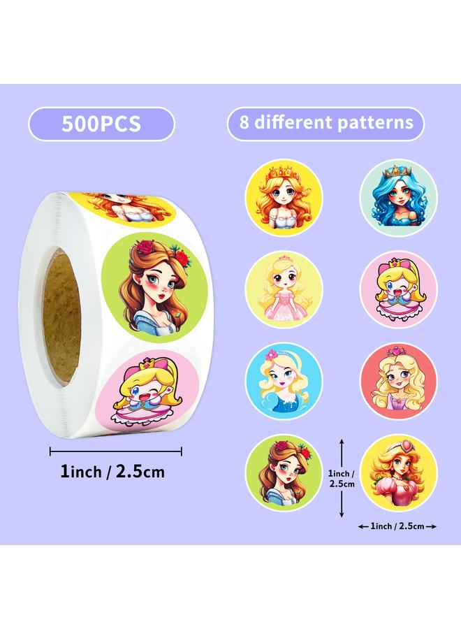 Bluejw Selling 500 Sheets/rolls Cute Princess Girls Children Roll Stickers Kindergarten Sealed Hand Account Reward Stickers - Image 1