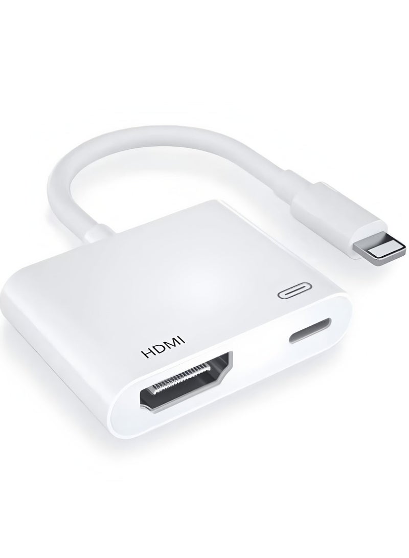 أبلينم محول HDMI من iPhone إلى التلفزيون، iPad إلى HDMI 1080P HD Digital AV Adapter (لا يحتاج إلى طاقة)، موصل شاشة مزامنة الفيديو والصوت متوافق مع iPhone 14/13/12/11/X/8/iPad/إلى شاشة عرض HDTV - Image 1