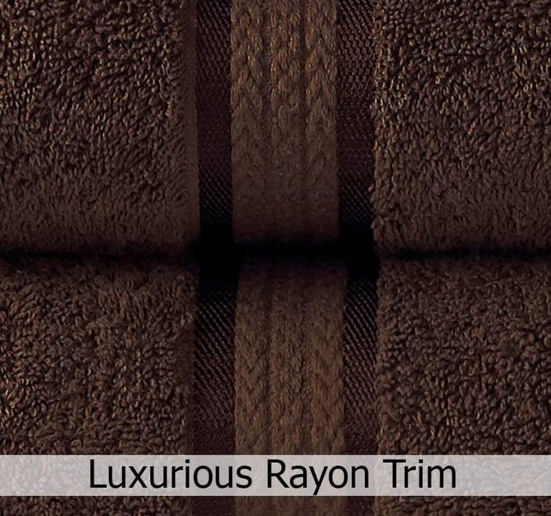 Cotton Craft - 12 Pack - Ultra Soft Extra Large Wash Cloths 12x12 Chocolate - 100% Pure Ringspun Cotton - Luxurious Rayon trim - Ideal for Daily Use - Each Towel Weighs 2 Ounces - Image 2