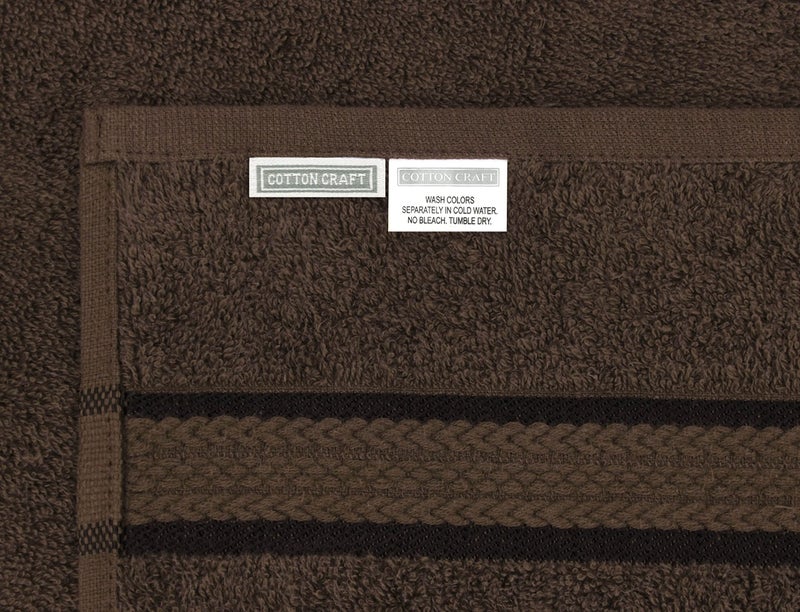 Cotton Craft - 12 Pack - Ultra Soft Extra Large Wash Cloths 12x12 Chocolate - 100% Pure Ringspun Cotton - Luxurious Rayon trim - Ideal for Daily Use - Each Towel Weighs 2 Ounces - Image 3