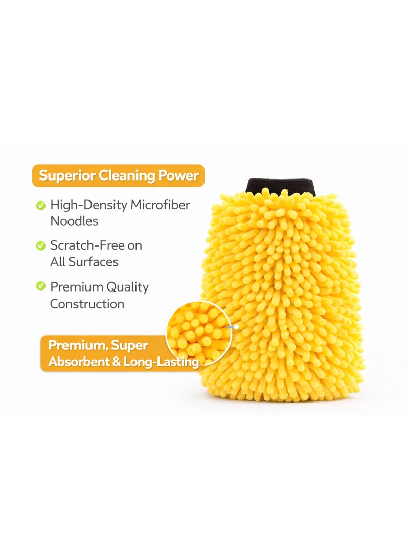 GETSUN Premium Microfiber Chenille Car Wash Mitt – Scratch-Free, Super Absorbent Dual-Sided Cleaning Glove for Car, Bike & Home Cleaning. - Image 3