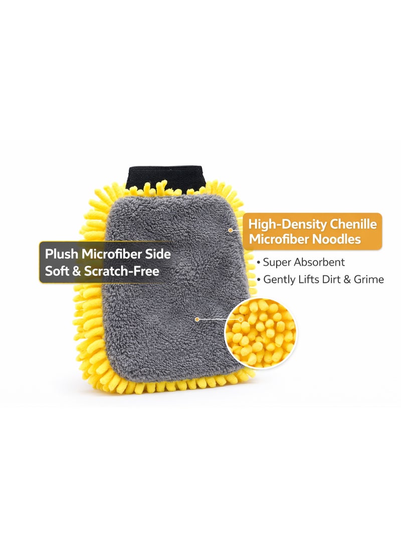 GETSUN Premium Microfiber Chenille Car Wash Mitt – Scratch-Free, Super Absorbent Dual-Sided Cleaning Glove for Car, Bike & Home Cleaning. - Image 4