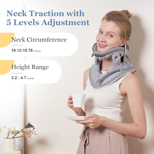 RISURRY Cervical Neck Traction Device, Adjustable Cervical Traction Device with 3 Power Traction, 8 Airbag Support for Neck Pain Relief Neck Stretcher Air Pump Neck Brace - Image 5