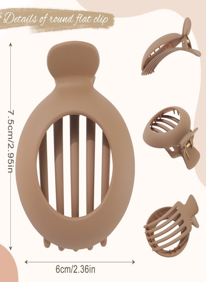 AWAYTR 5Pcs Flat Claw Hair Clips for Women with Thin & Thick hair, Non-slip Round Jaw Clamp for Lying Down Hollow Hairpin Clips (Matte Neutral, S for Thin Hair(L:3"*W:2.4") - Image 5