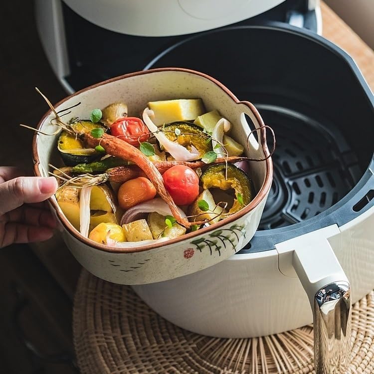 Baking Dish Oven Baked Rice Tray Ceramic Tableware Double Ear Baking Bowl, Household Fried Fruit Salad Bowl,590ML Oven Dish - Image 2