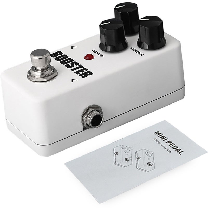 Mini Booster Pedal Portable 2-Band EQ Guitar Effects Pedal Guitar Stringed Instrument Parts Accessories (White) - Image 3