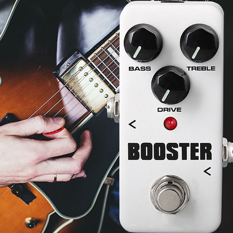 Mini Booster Pedal Portable 2-Band EQ Guitar Effects Pedal Guitar Stringed Instrument Parts Accessories (White) - Image 1