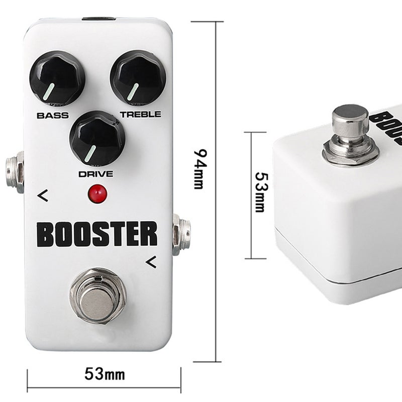 Mini Booster Pedal Portable 2-Band EQ Guitar Effects Pedal Guitar Stringed Instrument Parts Accessories (White) - Image 2