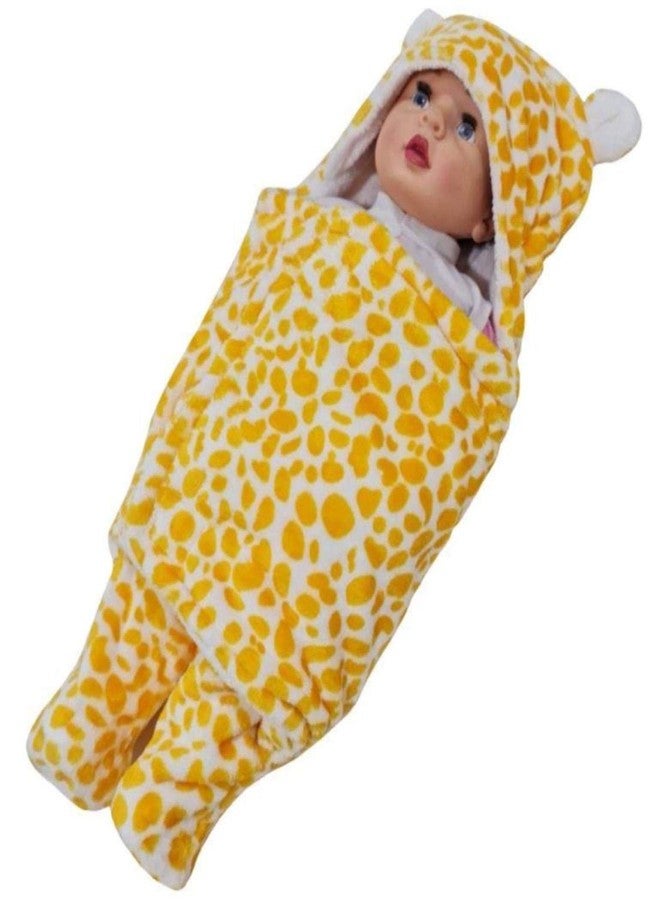 First Kick New Born Baby Blanket Pack of Super Soft Wearable Baby Wrapper Durable Fleece Polyester Cum Baby Sleeping Bag for Baby Boys, Baby Girls, Babies (76cm x 70cm, 0-6 Months) Leopard Yellow - Image 2
