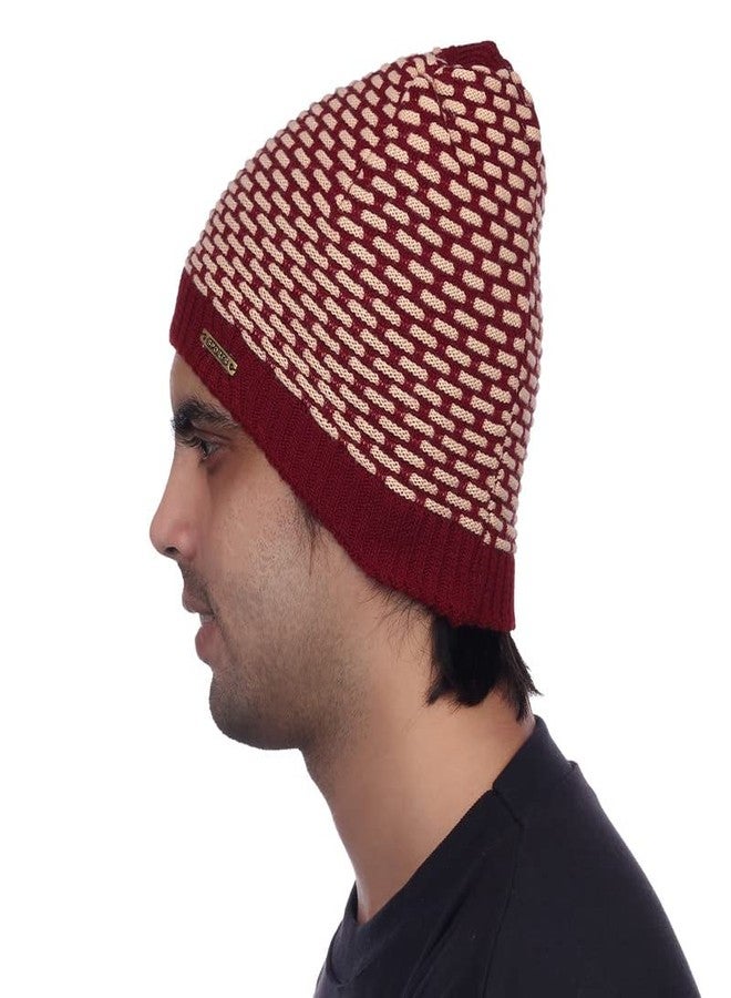 CAPITEUM قبعة صوفية محبوكة من كابيتيوم، قبعة شتوية دافئة صغيرة للرجال والنساء، لون عنابي - Image 2