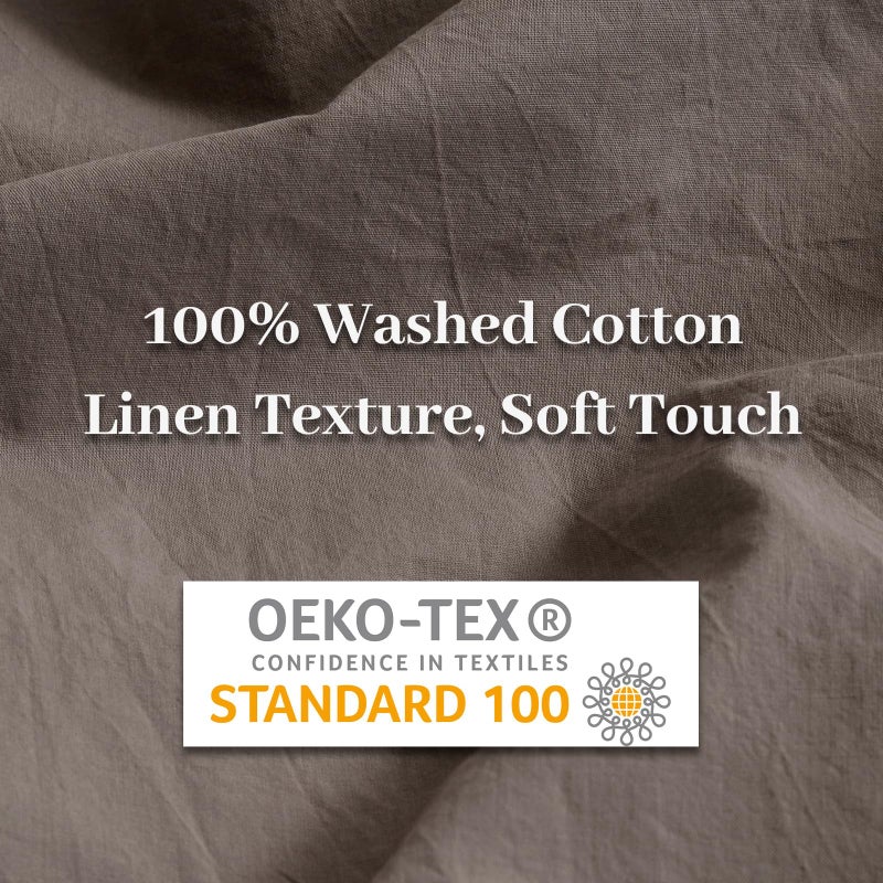 Nexhome Pro Davet Cover Set Queen Size Linen Look Mosted Organic Natural 100 ٪ Cover Cove Cover Cover Cover Cover Cover Gray 3 VILES Bedding with Zipper Closure Treatable Soft (No Forfter) - Image 2