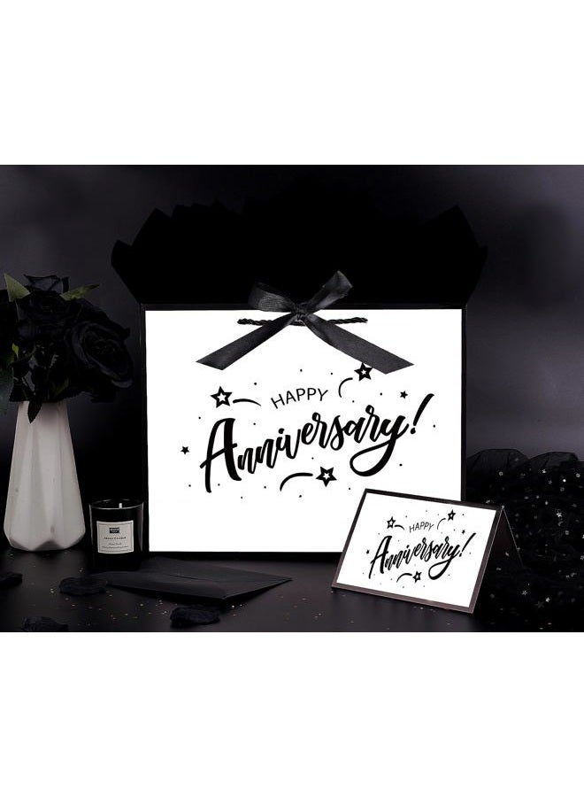 JWSCYSY 12.6" Large White and Metallic Black Happy Anniversary Paper Bag - Image 3
