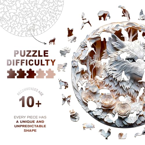 Purdicra Wooden Jigsaw Puzzles Wolf Wooden Puzzles for Adults with Unique Shape Adult Jigsaw Puzzle Birthday Gifts for Adults 85x85 100pcs - Image 5
