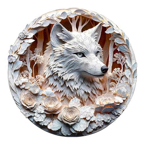 Purdicra Wooden Jigsaw Puzzles Wolf Wooden Puzzles for Adults with Unique Shape Adult Jigsaw Puzzle Birthday Gifts for Adults 85x85 100pcs - Image 1