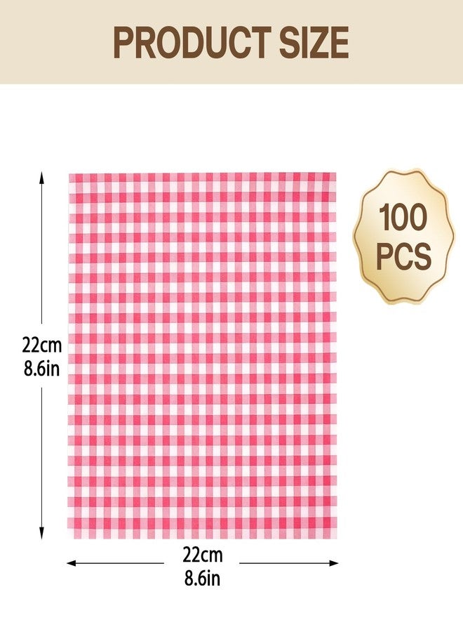 Avxdbr 100 Pack Wax Paper Sheets Checkered Food Basket Liners 8.6 x 8.6 Inch Greaseproof for Food Wrapping Sandwich Burger Wraps Picnic Party Baked Goods - Image 2