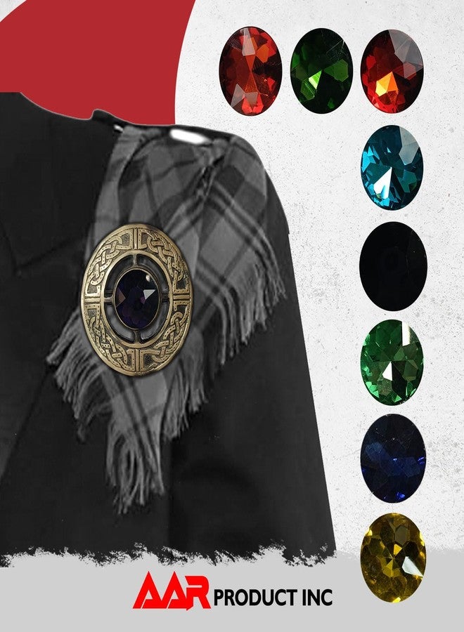 AAR Men's Kilt Brooch Pin Stones Scottish Fly Plaid Celtic Antique Plated Norse Vintage Jewelry - Image 4