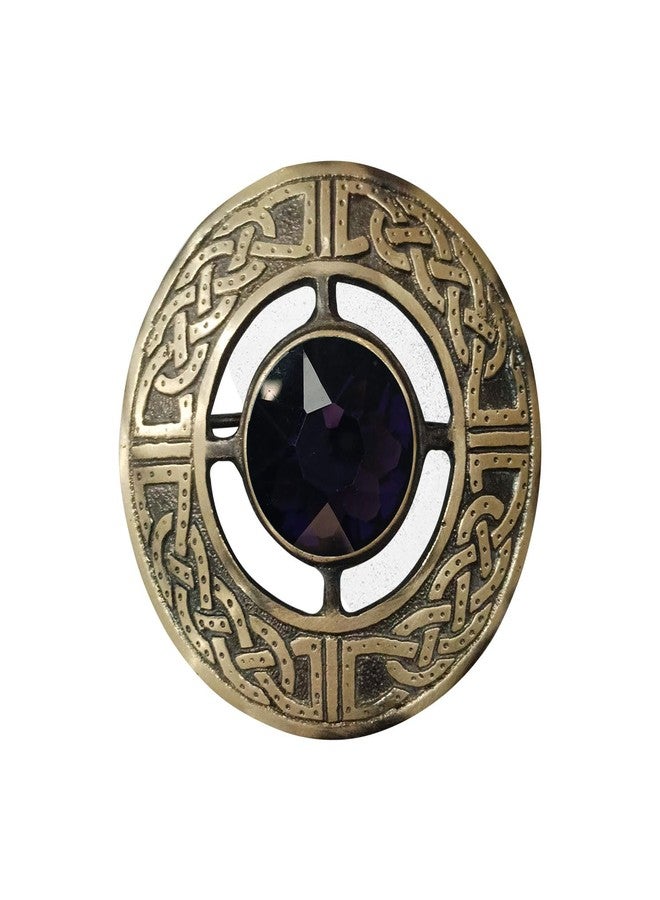 AAR Men's Kilt Brooch Pin Stones Scottish Fly Plaid Celtic Antique Plated Norse Vintage Jewelry - Image 1